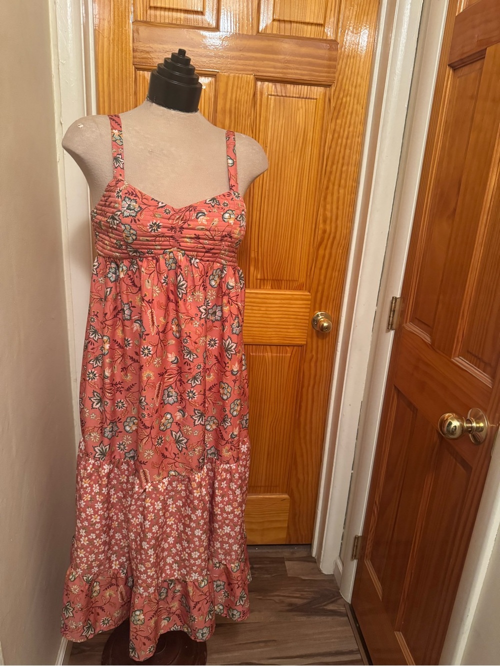 Land Of The Free Coral Floral Maxi Dress